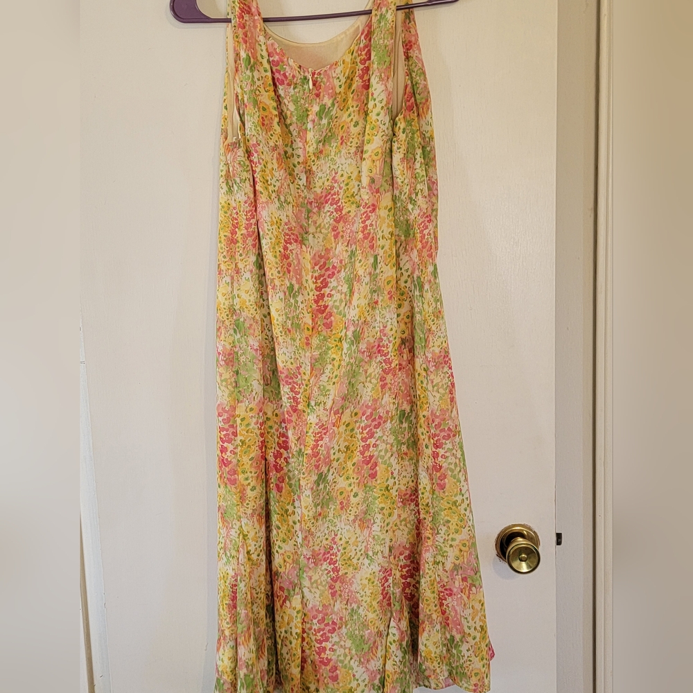 Ditsie Floral maxi dress size 16w Vtg DN design Easter Church